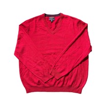 Men&#39;s Club Room Estate Merino Wool Red Holiday V-Neck Sweater - £15.65 GBP