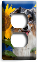 COLLIE DOG IN SUNFLOWERS OUTLET WALL COVER PLATES GROOMING PETS SALON RO... - $10.99