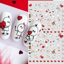 2pcs 3D Valentines Lover Stickers Manicure Cartoon Romantic Red Line Gir... - £12.07 GBP