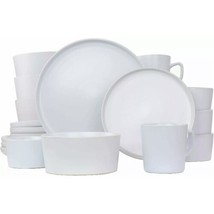 Elama Luxmatte White Matte 20 Piece Round Stoneware Complete Dinnerware ... - £64.86 GBP