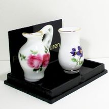 DOLLHOUSE Vase Pair Flowered 1.379/5 Reutter Porcelain Miniature - $15.31