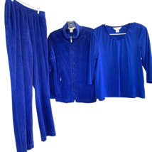 Allison Daley 3-PC Pants Set P8 Blue Full Zip Jacket Pants Top Cottage Core VTG - £19.06 GBP