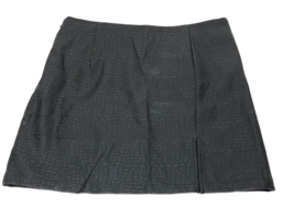 Shein Mini Skirt Faux Leather Snake Skin Black Slit Womens M Lined Flat ... - $20.00
