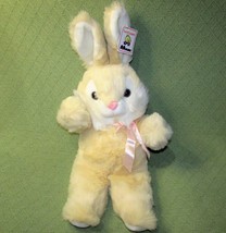 22&quot; A&amp;A Vintage Rabbit Plush With Hang Tag Yellow Cream Stuffed Animal Pink Bow - £24.25 GBP