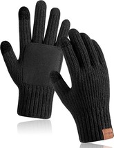 Black Winter Gloves Touchscreen Texting Knit Warm Anti-Slip Unisex Size ... - £12.68 GBP