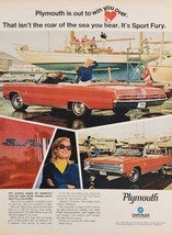 1967 Print Ad Plymouth Sport Fury Convertible Red Car Sail Boat at Dock - £16.03 GBP