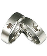 COI Tungsten Carbide King Queen Wedding Band Ring - TG2571AA  - £31.37 GBP