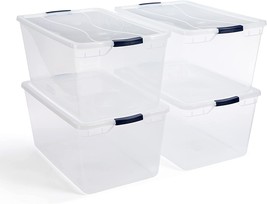 Rubbermaid Cleverstore Clear Plastic Storage Bins With Lids, 95, 4 Pack, 4 Count - £118.06 GBP