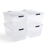 Rubbermaid Cleverstore Clear Plastic Storage Bins With Lids, 95, 4 Pack,... - £117.71 GBP