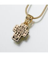 Gold Vermeil Filigree Cross Memorial Jewelry Pendant Funeral Cremation Urn - $202.00