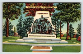 Alabama Memorial Monument Statue Gettysburg Pennsylvania Linen Postcard Unposted - £4.94 GBP