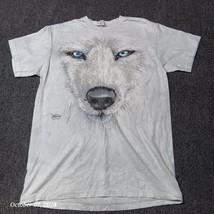 The Mountain T Shirt Men Medium Gray Wolf Dog Graphic Print - £14.37 GBP