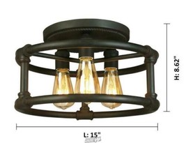 Wymer Eglo 3-Light Matte Bronze Dimmable Semi-Flush Ceiling Light Mount Brown - £85.90 GBP