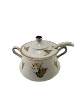 Vintage California Pottery USA 1038 Ceramic Soup Tureen w Lid &amp; Spoon Floral - £30.52 GBP