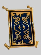 Disney Aladdin’s Magic Flying Carpet Brooch Pin Gold &amp; Blue Enamel 1992 Napier - £11.08 GBP