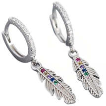 Anyco Earrings Drop Fashion Luxury Zircon Feather Pendant Women Jewelry Gift  - £27.49 GBP