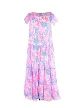 NWT Lilly Pulitzer Dezi Off-The-Shoulder Maxi in Pink Isle Snappy Turtle Dress S - £125.16 GBP