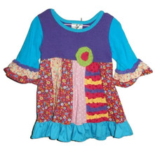 Lil&#39; Diva 3T Toddler Girl Patchwork Peasant Dress LS Ruffles - £13.47 GBP