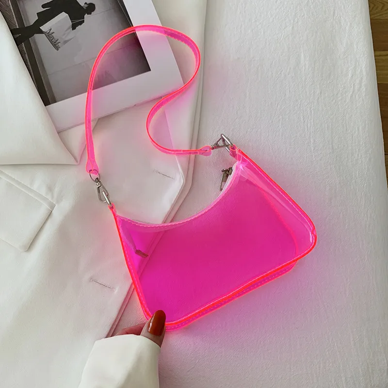 Jelly Handbag Mini Women  Bags Transparent Clear Elegant Tote Female Underarm Ba - $63.06