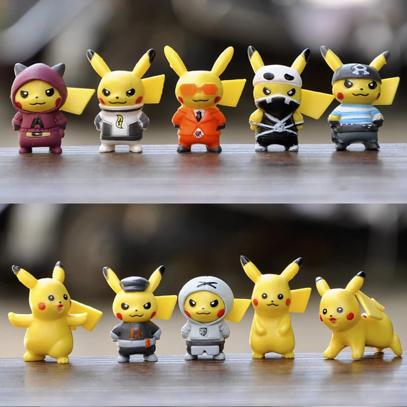 10pcs/set Pokemon Action Figure Toy Set Mini Cartoon Toys Dolls 4CM Pikachu - £9.92 GBP