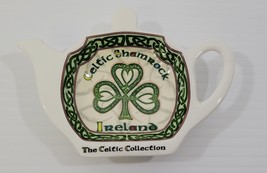 N) Celtic Shamrock Collection Ireland Tea Bag Holder Teapot Ceramic Plate - $9.89