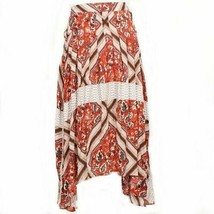 FREE PEOPLE Red Printed Paradise Rayon Handkerchief Pleated Midi Skirt 4 - $59.99