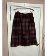 Vintage 1970s Pendleton Wool Plaid Skirt Tartan back pleat red green 28&quot;... - £15.68 GBP