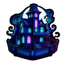 Haunted Abandoned House Full Moon Halloween Vinyl Decal Sticker UV &amp; Wat... - $109.41 MXN