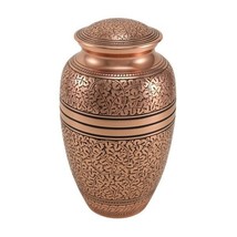 New, Solid Brass Copper Oak Large Funeral Cremation Urn, 195 Cubic Inches - £233.30 GBP