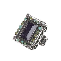 sz6.75 Vintage Matl Sterling Turquoise and Amethyst ring - $589.05