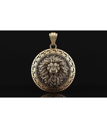 14K Gold Plated Angry Lion King Pendant, 925 Sterling Silver Men&#39;s Pendant - £121.58 GBP