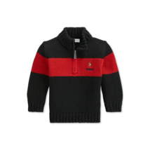 Polo Ralph Lauren Baby Boys Cotton Quarter Zip Sweater,Black,3M - $34.65