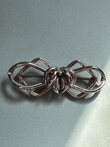 Vintage Large Layered Open Silvertone Bow w Center Abstract Leaves Brooch Pin - - £11.68 GBP