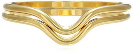 USA Fatto ECRU metal Placcato Oro 2 Pezzi A V Accatastabile Anello Set M... - $279.85 MXN