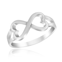Never-Ending Love Infinity Symbol Hearts .925 Sterling Silver Ring – 8 - £11.83 GBP