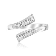 Sterling Silver Bypass CZ Contemporary Toe Ring, one size jewelry - £19.29 GBP
