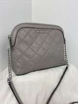 Michael Kors Adele Crossbody Bag Quilted Studded Gray Leather  Dome B2U - $69.29