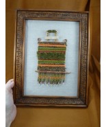 G-72 green rust wool hand knit framed beach driftwood CA art Charlotte V... - $106.10 CAD