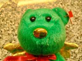 Ty Beanie Babies Gift Bear (Joy And Star On Chest; Gold Button Nose) Green Bear  - £13.36 GBP