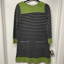 Eliza J Green Black Gray Striped Long Sleeve Sweater Dress Womens Size M... - £27.86 GBP