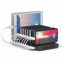 60W 10 Port Charging Cradle With 8 Usb-A Chargers 2 Qc3.0 Fast Charging Suitable - £72.04 GBP