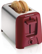 Hamilton Beach Cool Wall 2-Slice Electric Toaster, Chrome &amp; Red - £27.87 GBP