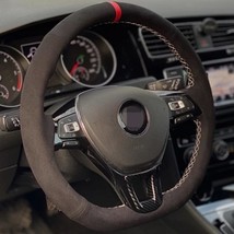 Car Steering Wheel Cover Black Suede for Volkswagen Vw Golf 7 Mk7 New Polo Jetta - £34.60 GBP