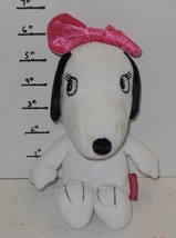 Snoopy BELLE 6&quot; plush stuffed toy Girl Dog Pink Bow - £7.55 GBP