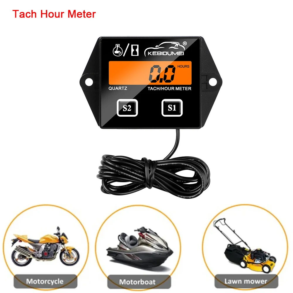 Newest LCD Digital Engine Tach Hour Meter Tachometer Gauge Inductive Display For - £11.02 GBP+