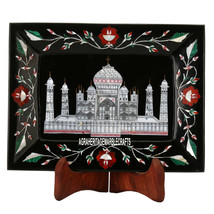 9&#39;&#39;x6&#39;&#39; Marble Serving Tray Taj Mahal Replica Marquetry Inlay Decor Gifts H3649 - £266.18 GBP