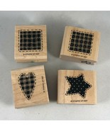 New Set of Four Stampin Up &quot;Patches Mini&quot; Plaid Patches Shape Rubber Stamps - £7.45 GBP
