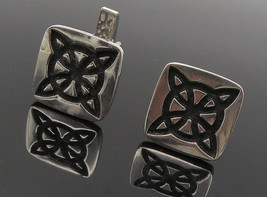 925 Sterling Silver - Vintage Shiny Celtic Knot Cross Square Cuff Links - TR1537 - £38.64 GBP