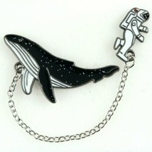 Astronaut and Whale Enamel Pin Moon Space Ocean