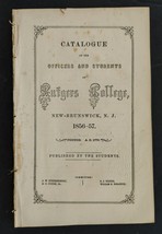 1856 antique RUTGERS COLLEGE new brunswick nj CATALOG students faculty p... - £54.36 GBP